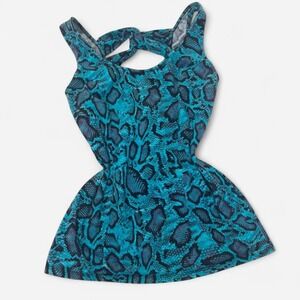 Y2K LA Fresh Blue Snake skin print tank with cutout back
